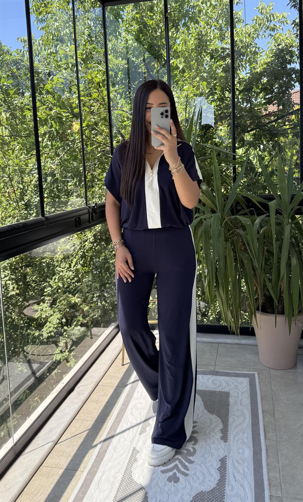 Fermuarlı İnce Modal Takım Lacivert