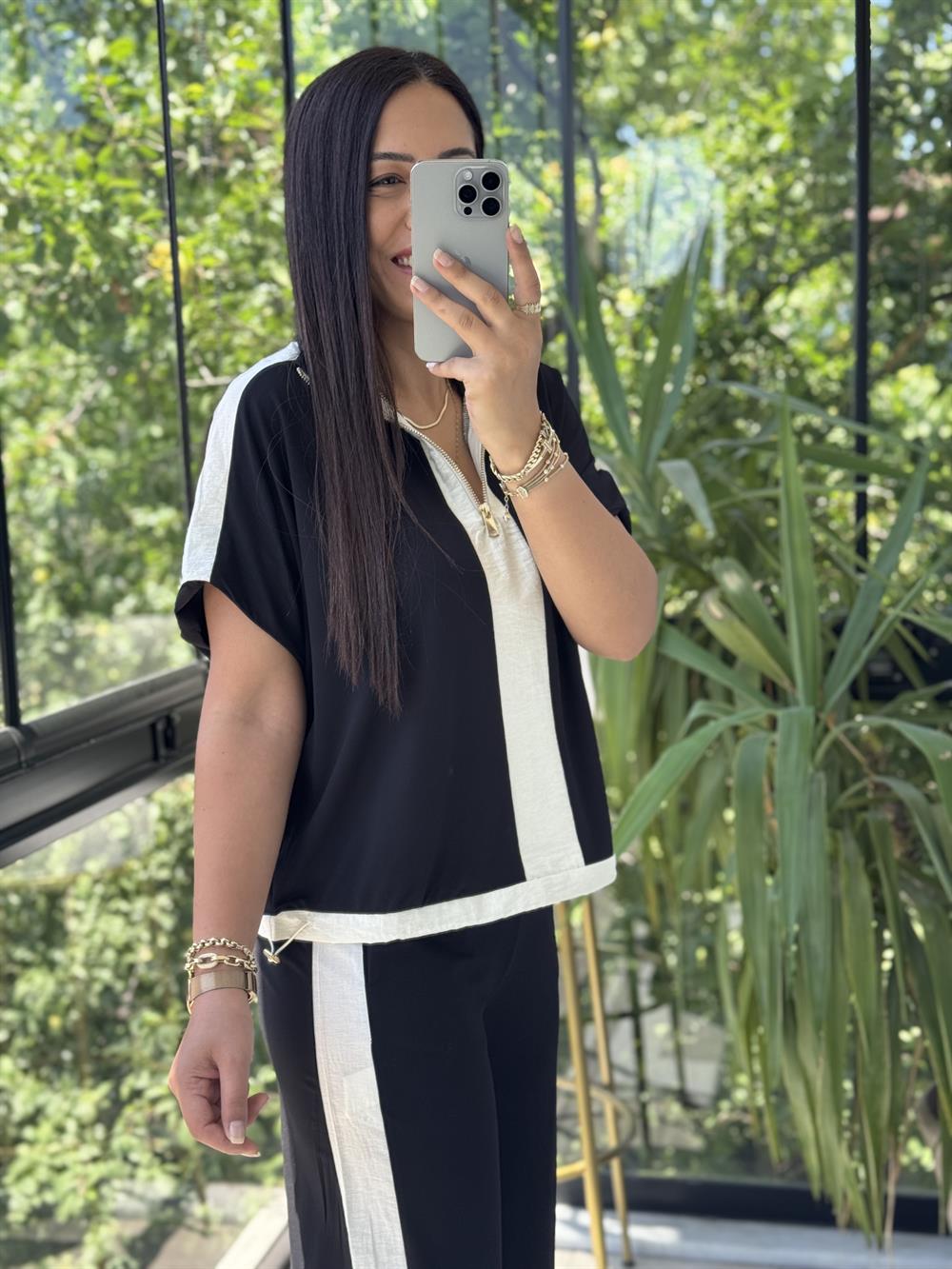 Fermuarlı İnce Modal Takım Siyah