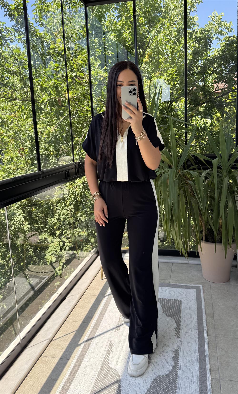 Fermuarlı İnce Modal Takım Siyah