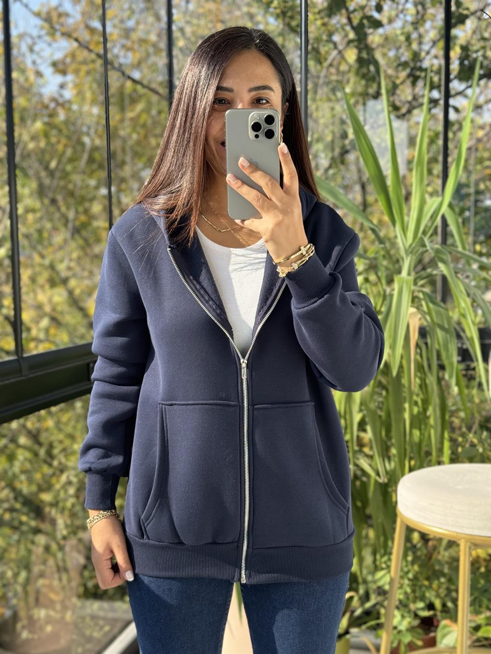 Fermuarlı Polar Lacivert