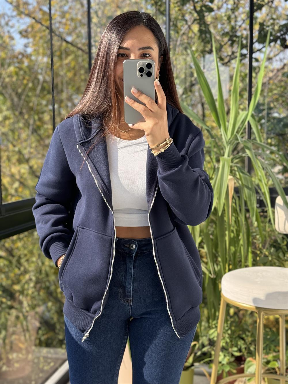 Fermuarlı Polar Lacivert