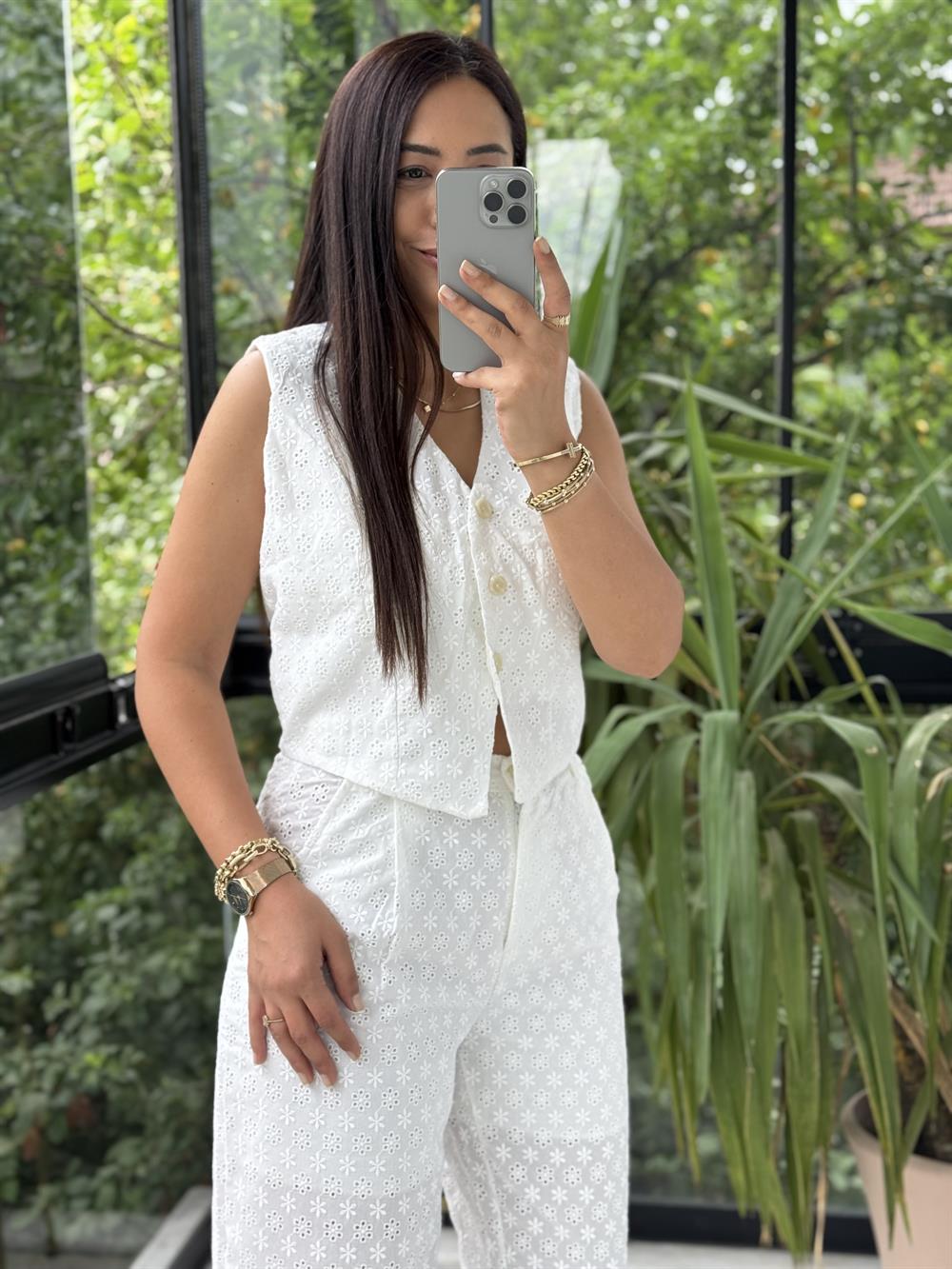 Fisto Yelekli Takım Beyaz