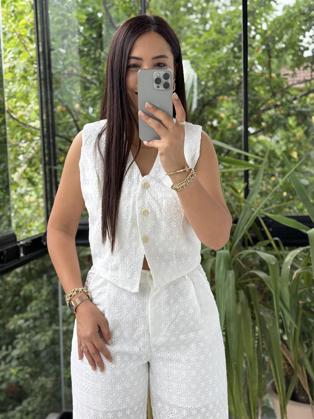 Fisto Yelekli Takım Beyaz