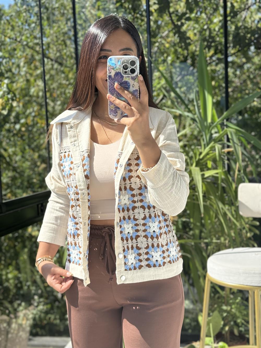 Gabardin Örme Detay Ceket Taş