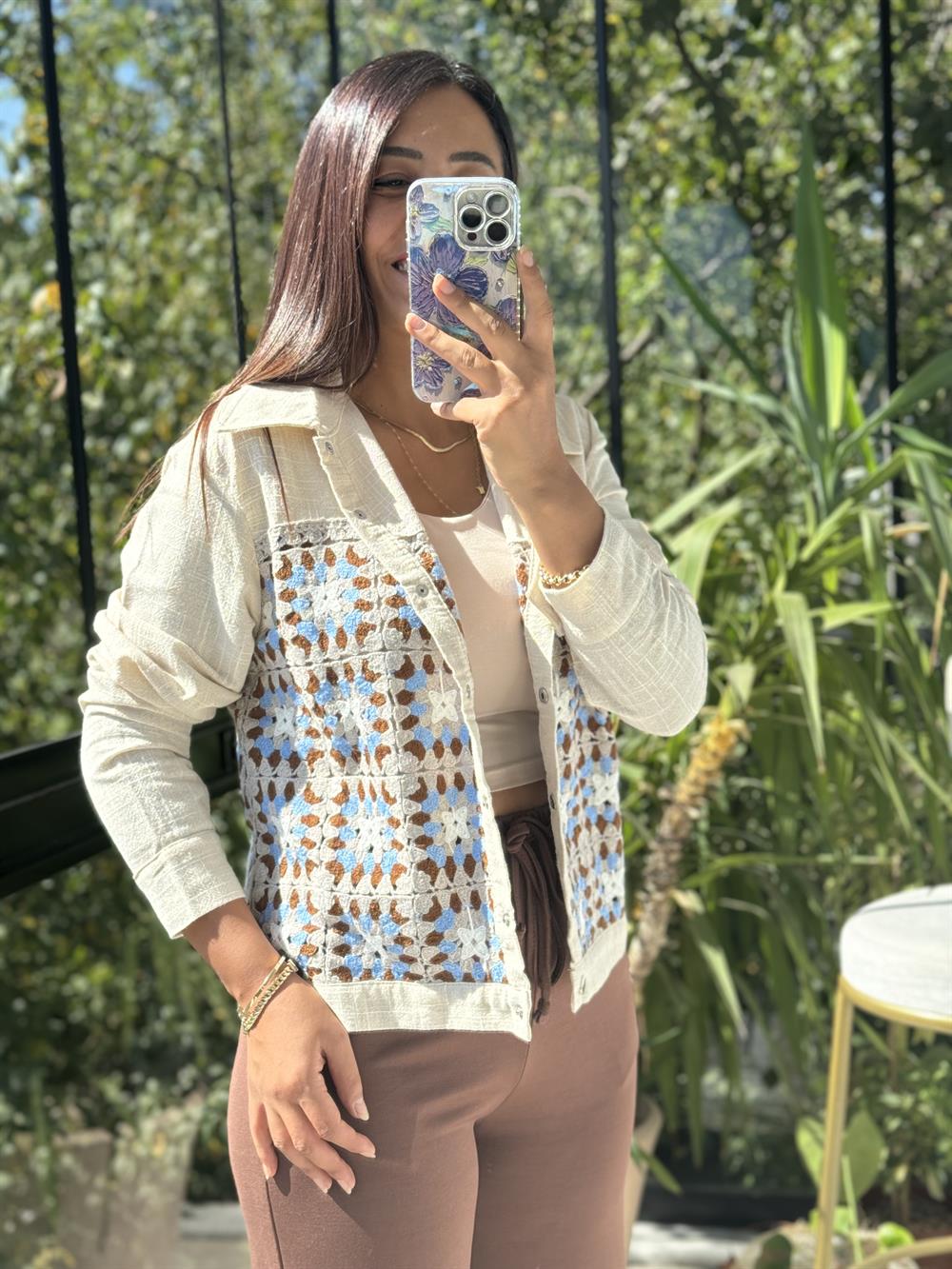 Gabardin Örme Detay Ceket Taş