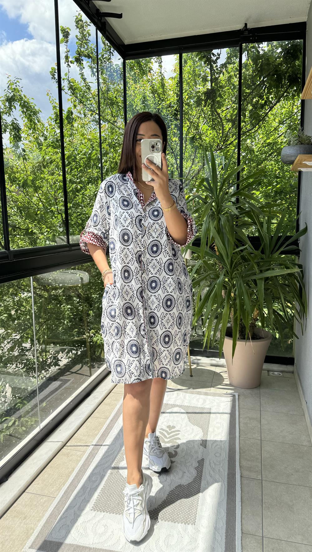 Garnili Elbise Gece Mavisi