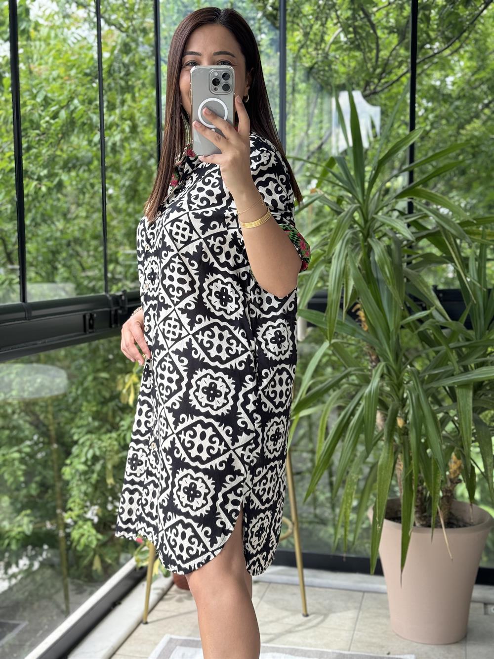 Garnili Elbise Siyah