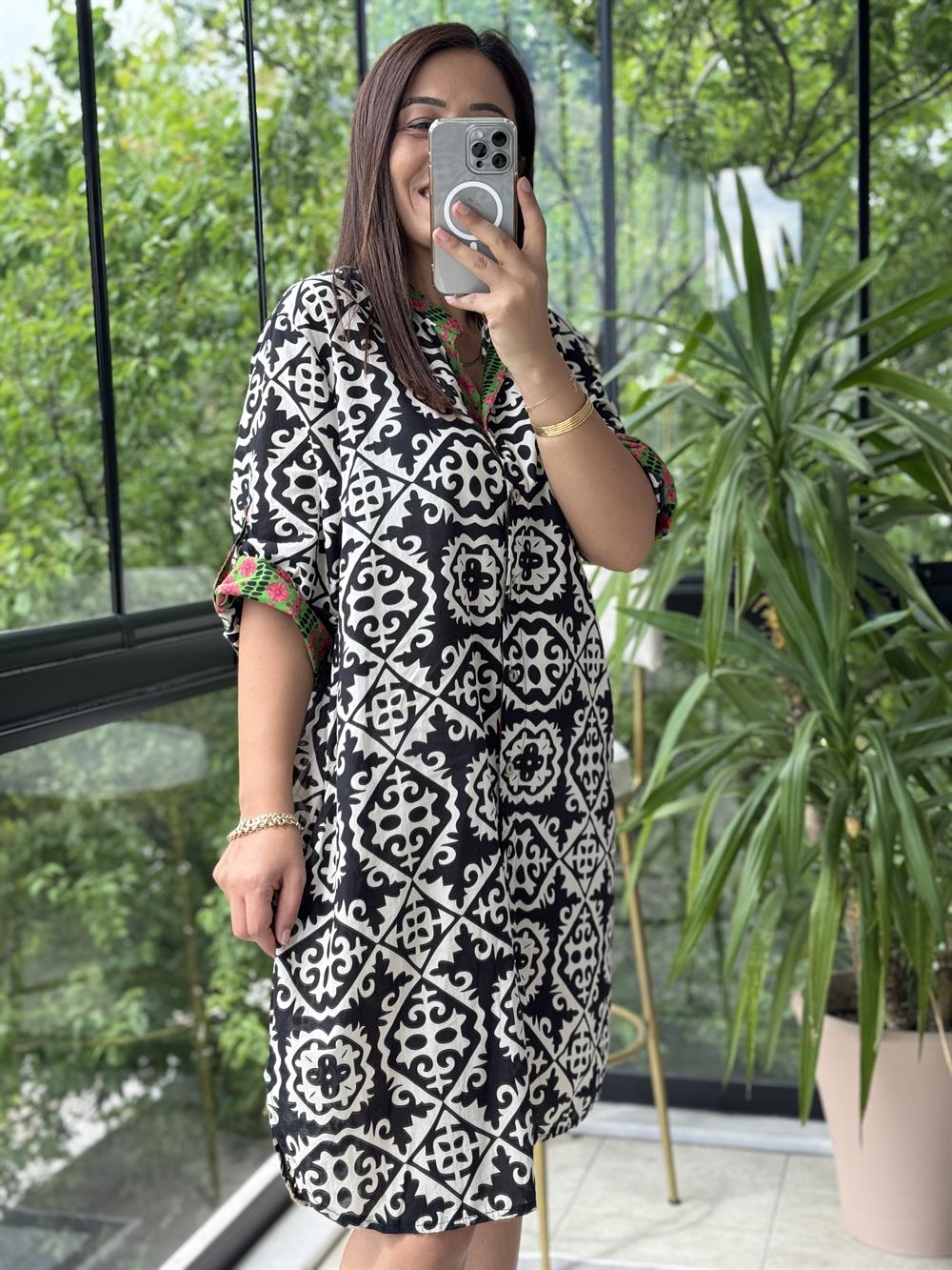 Garnili Elbise Siyah