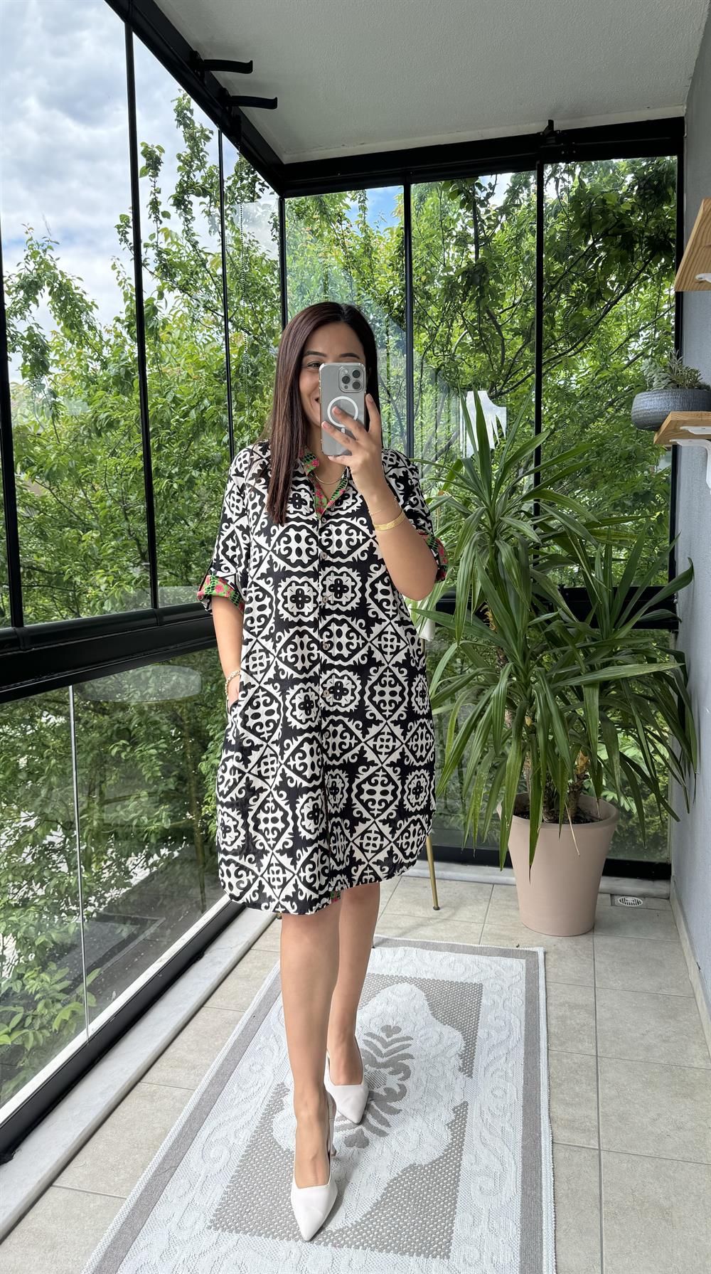 Garnili Elbise Siyah