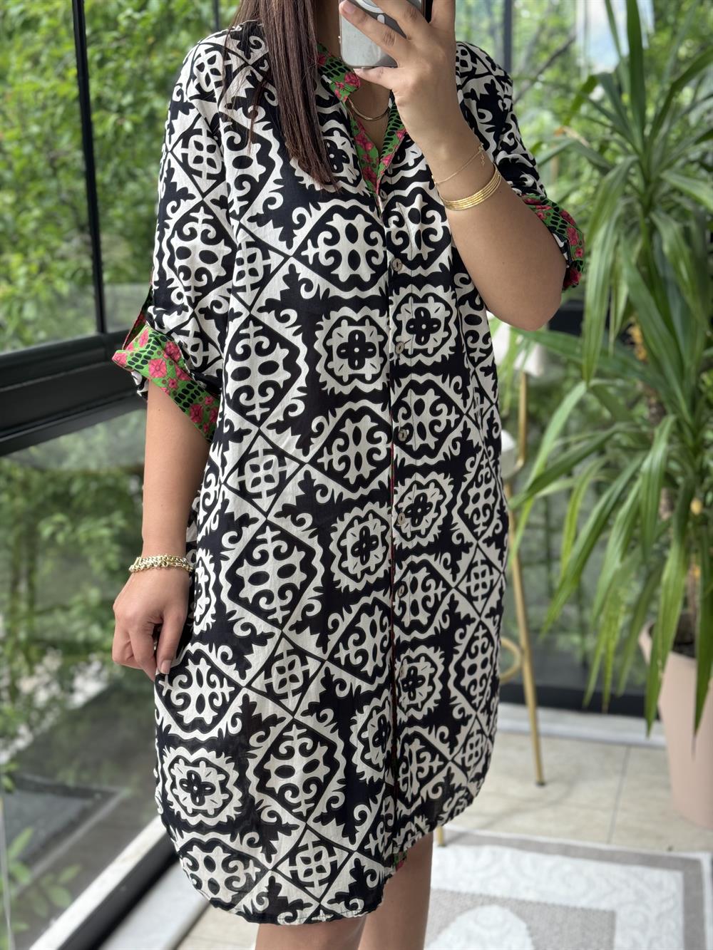 Garnili Elbise Siyah