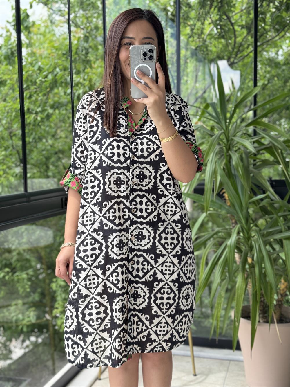 Garnili Elbise Siyah