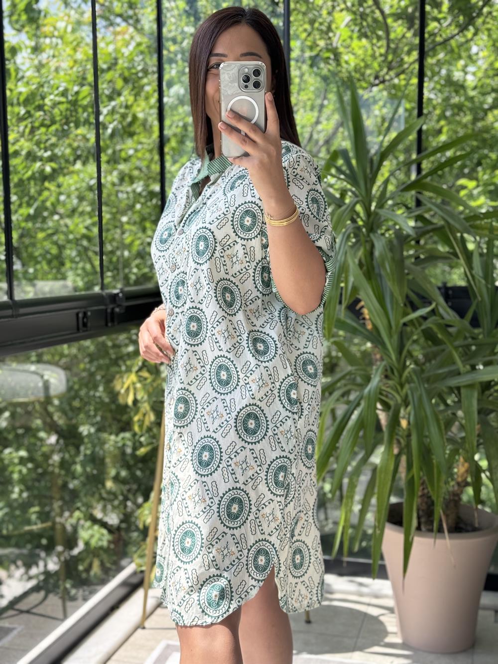 Garnili Elbise Yeşil