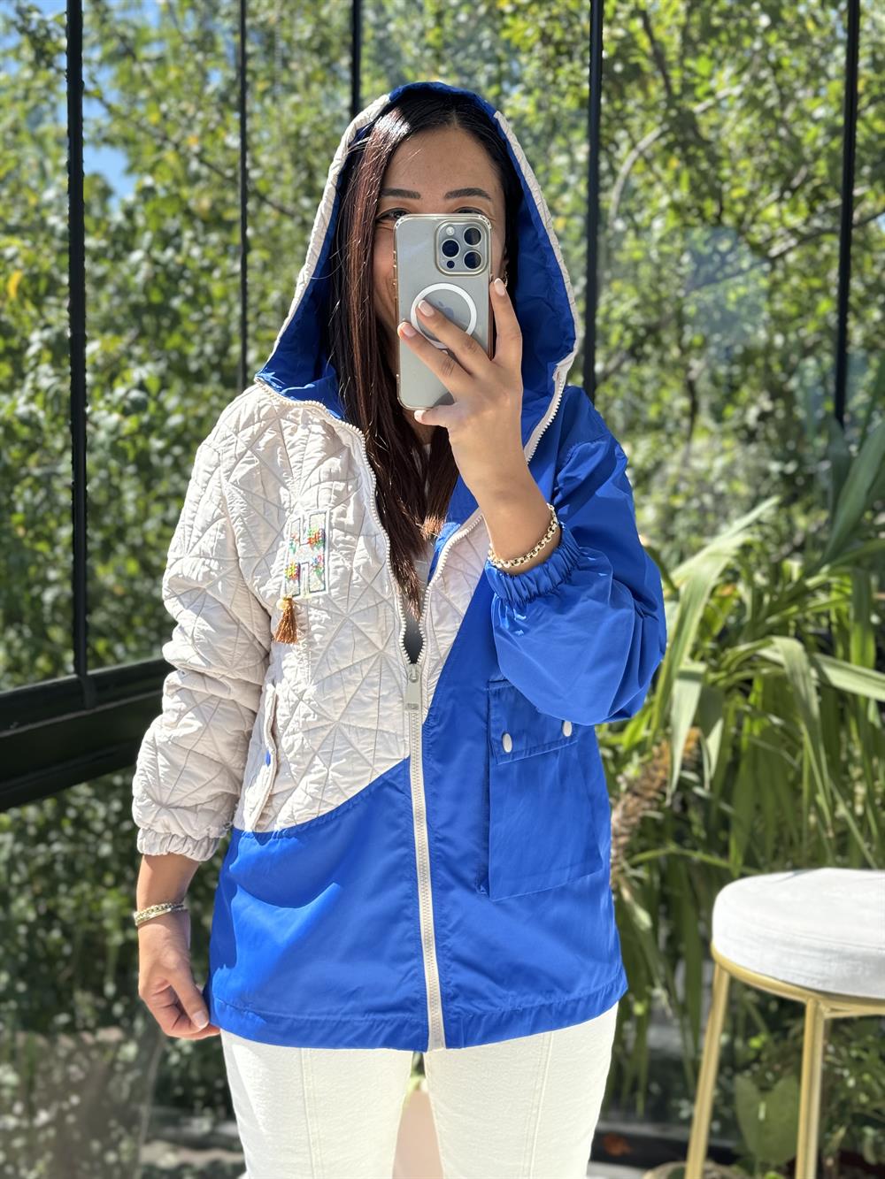 Garnili Yağmurluk Bej