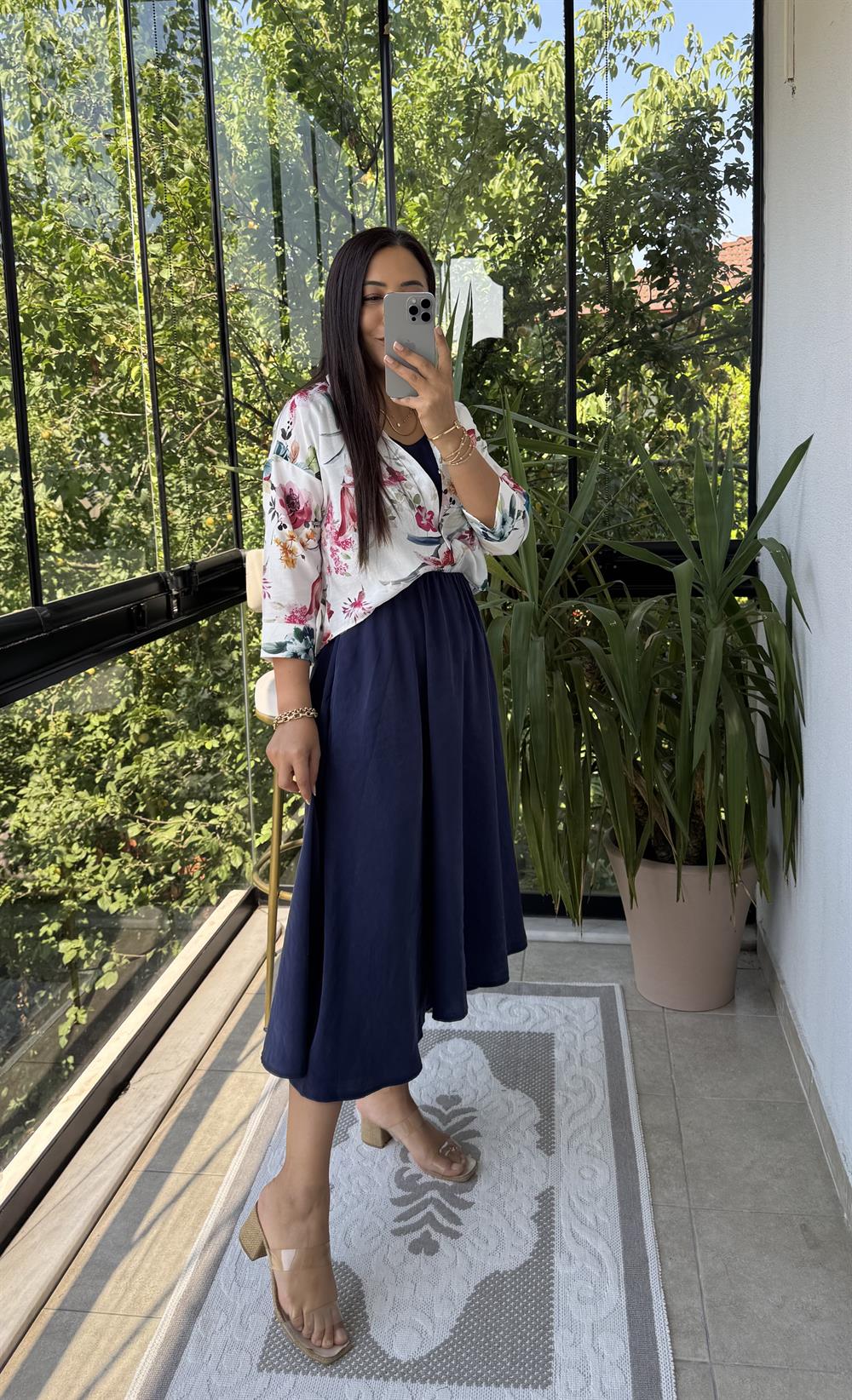 Gömlekli Elbise Çiçekli