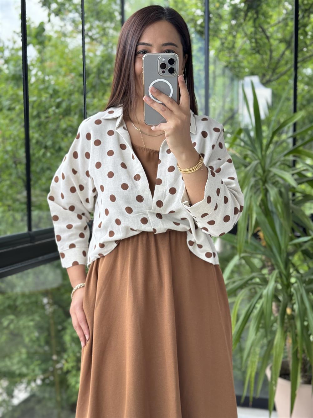 Gömlekli Elbise Kahve