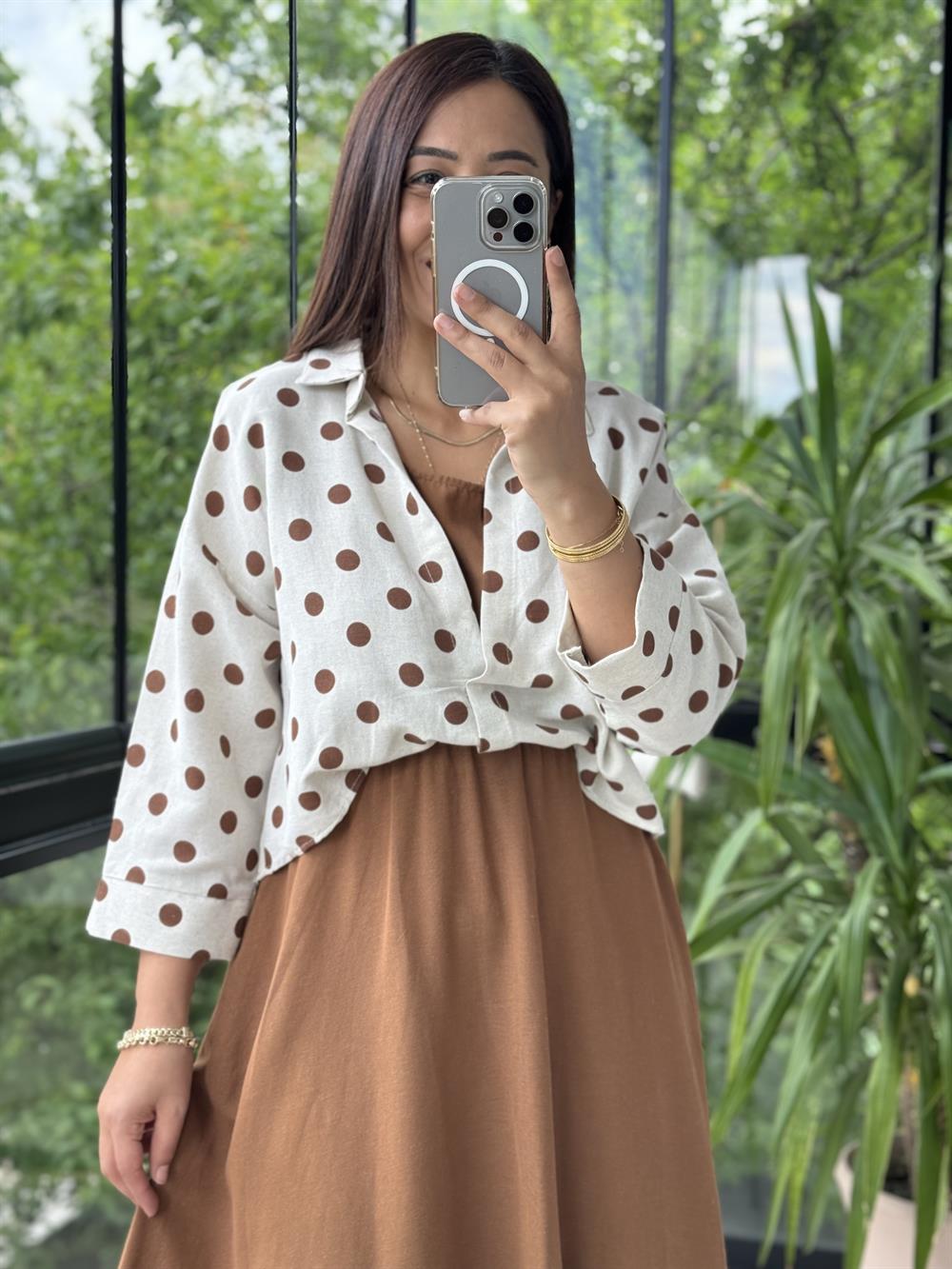 Gömlekli Elbise Kahve