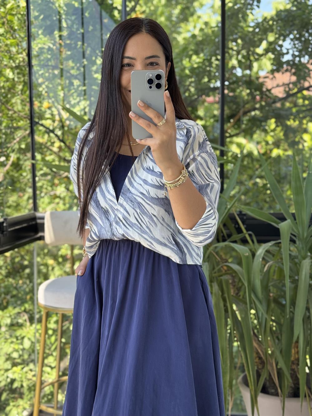 Gömlekli Elbise Lacivert