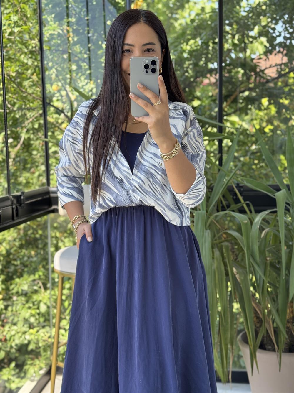 Gömlekli Elbise Lacivert