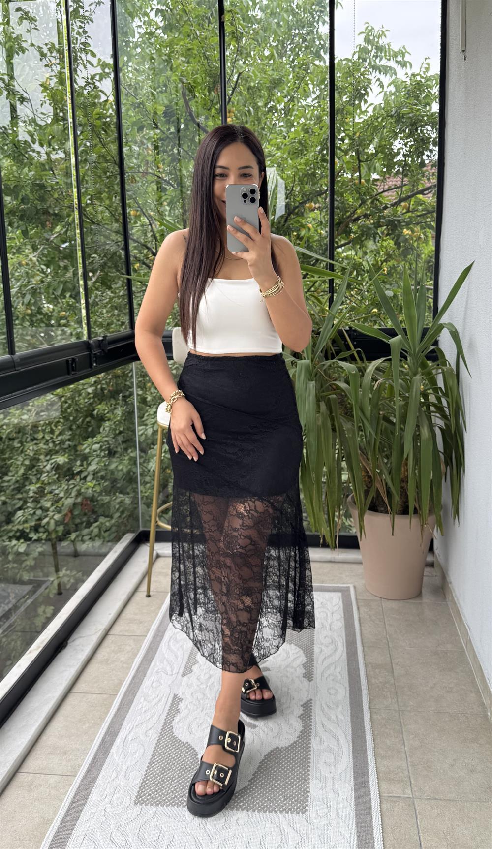 Güpürlü Natural Siyah