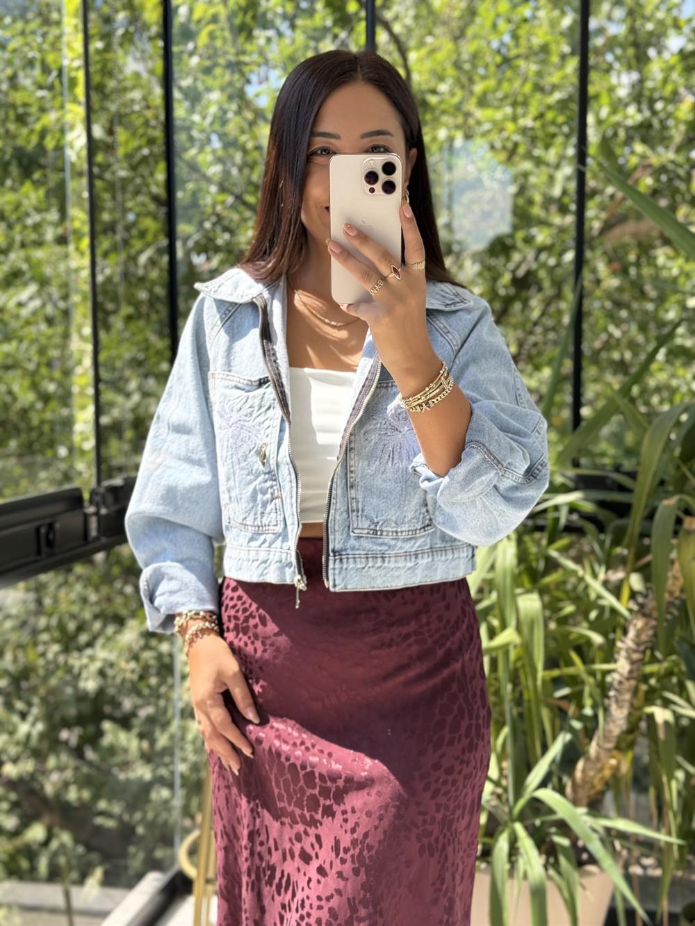 Hawai Nakışlı Ceket Mavi