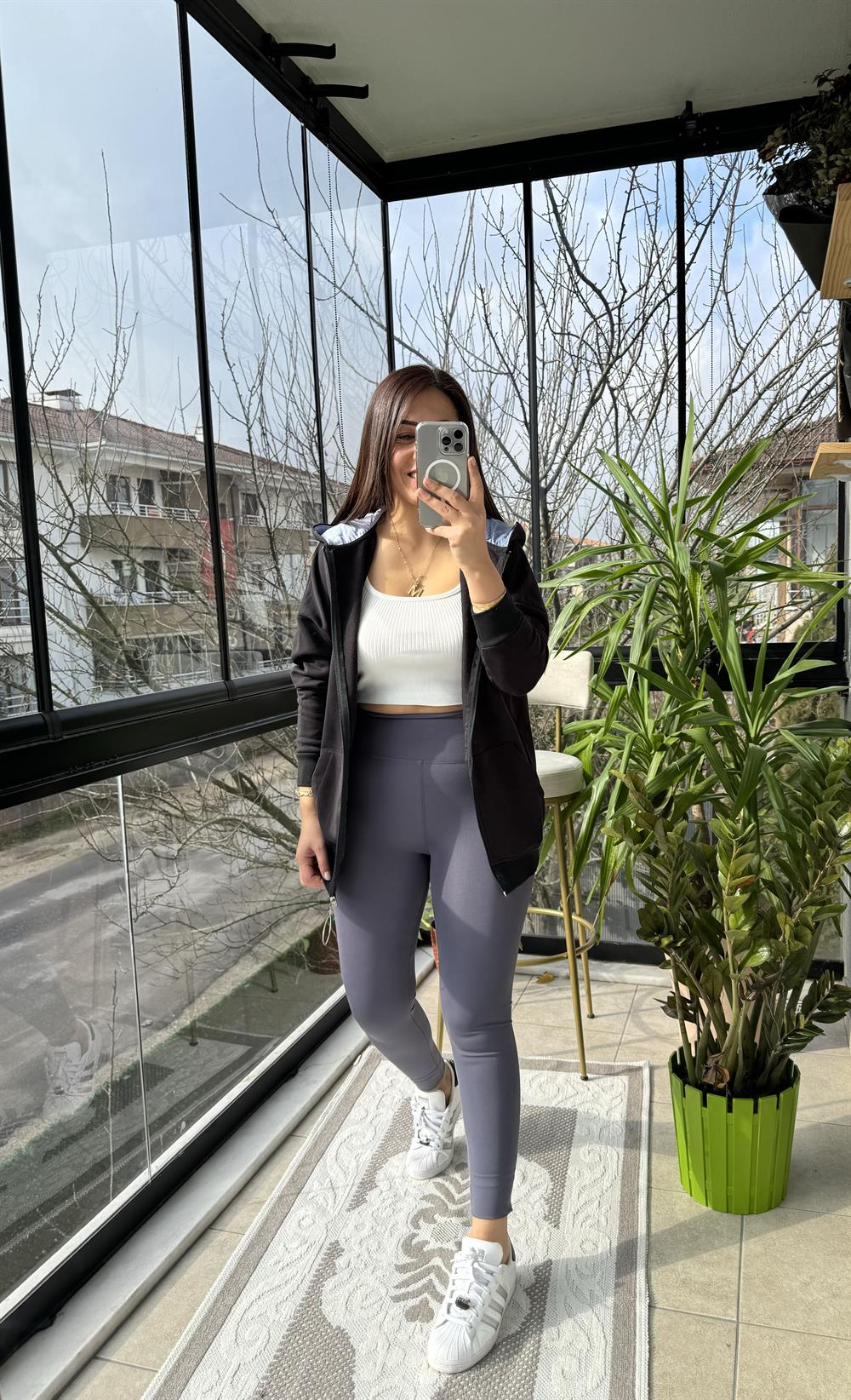 İçi Polarlı Hırka Siyah