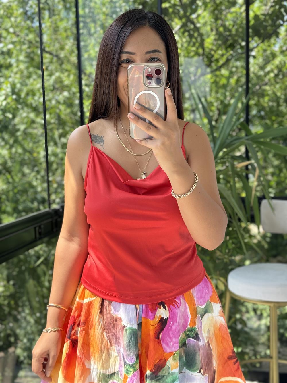 İnce Askılı Atlet Nar Çiçeği