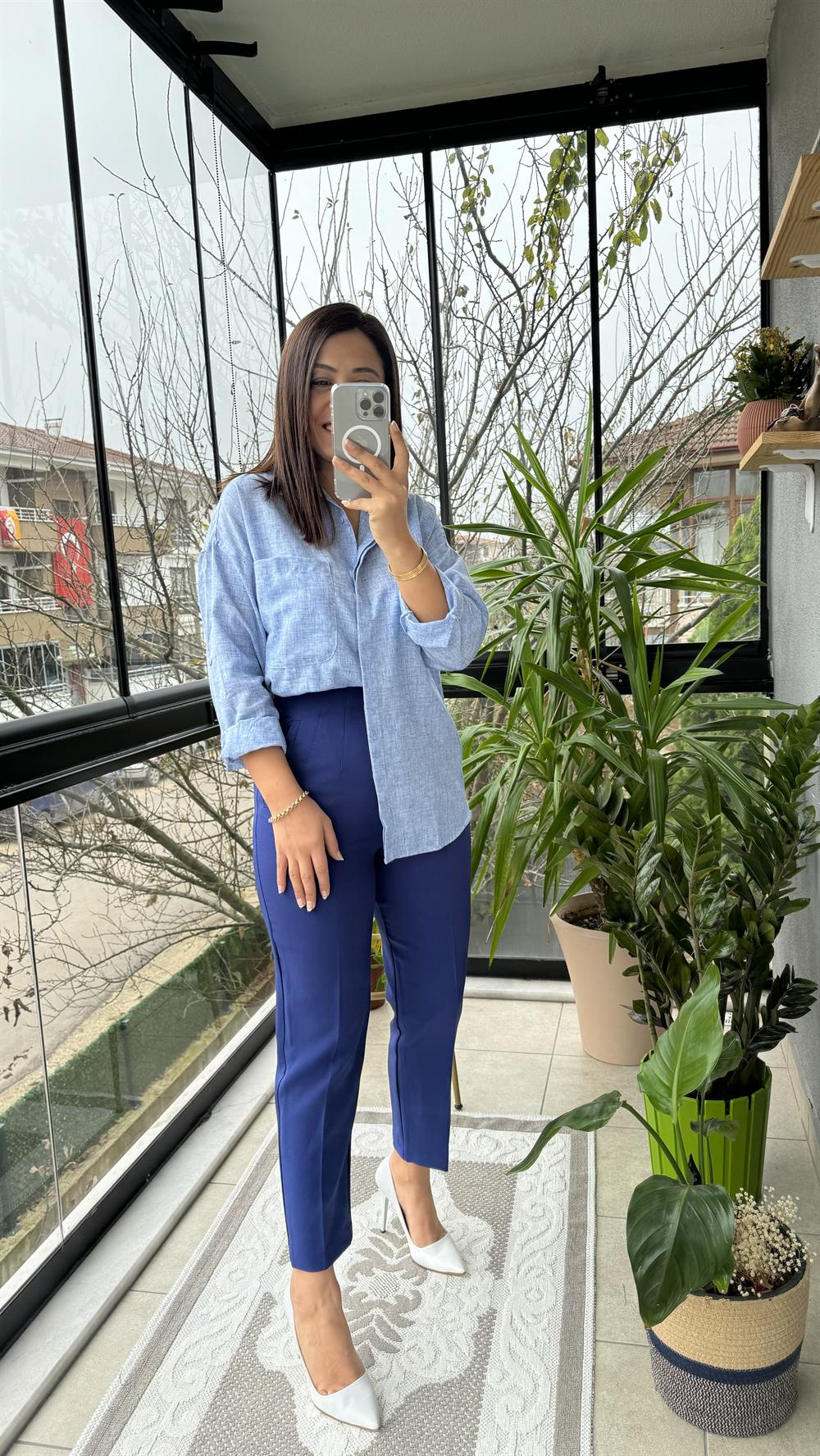 İndigo Mavi ZRA Model Kumaş pantolon