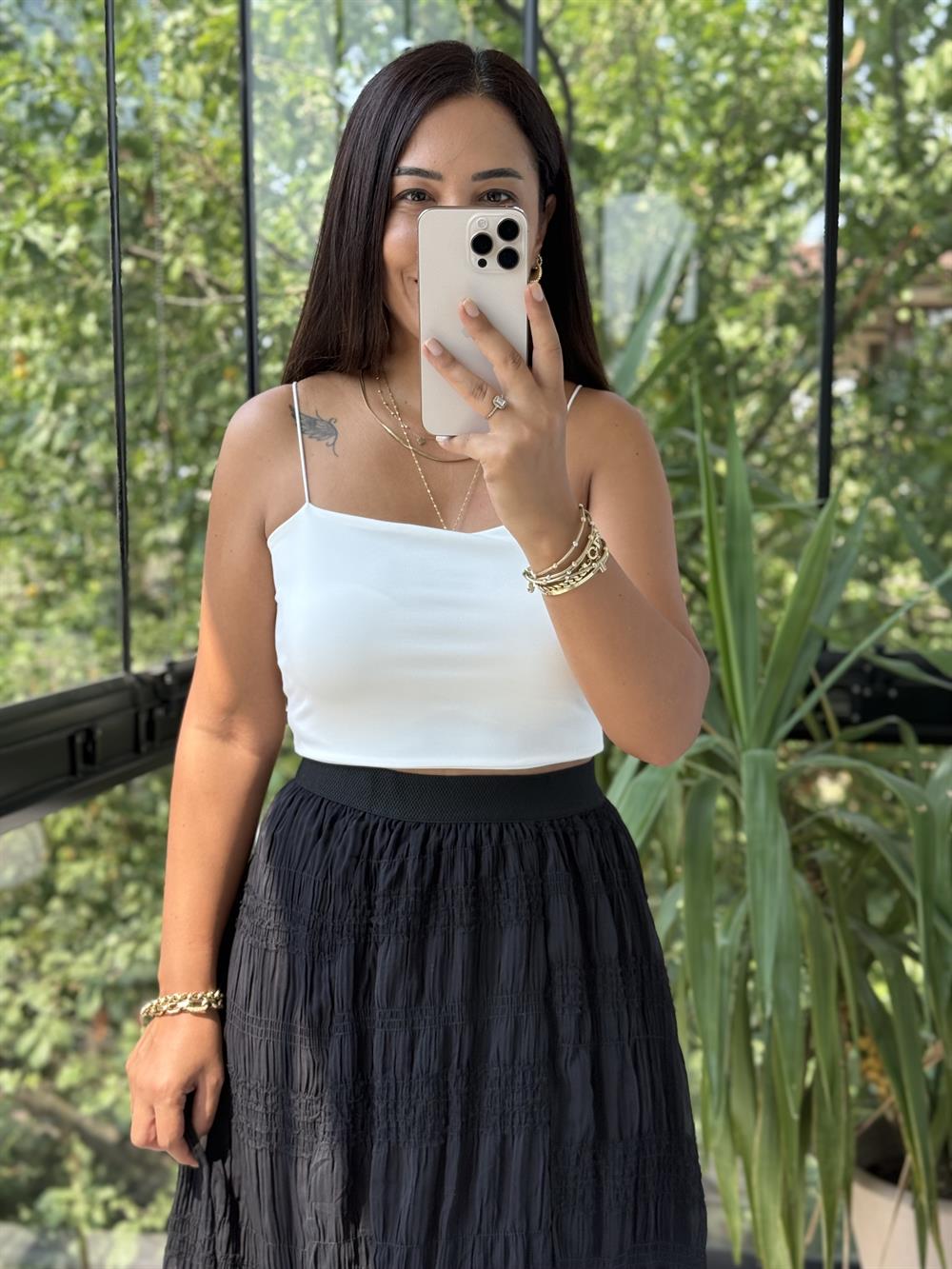 İp Askılı Crop Atlet Beyaz