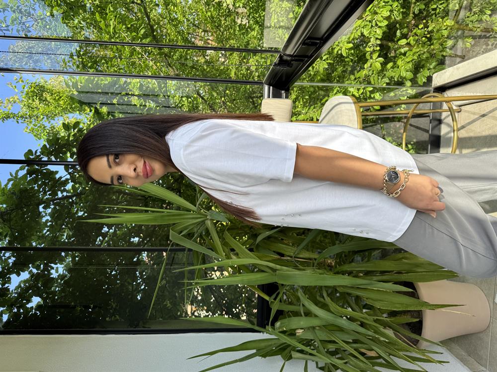 İpkyl Sıra Taşlı Tişört Beyaz