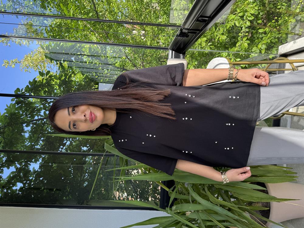 İpkyl Sıra Taşlı Tişört Siyah