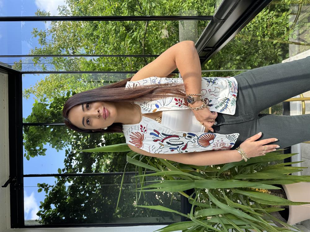 İşlemeli Nakışlı Yelek Kahve