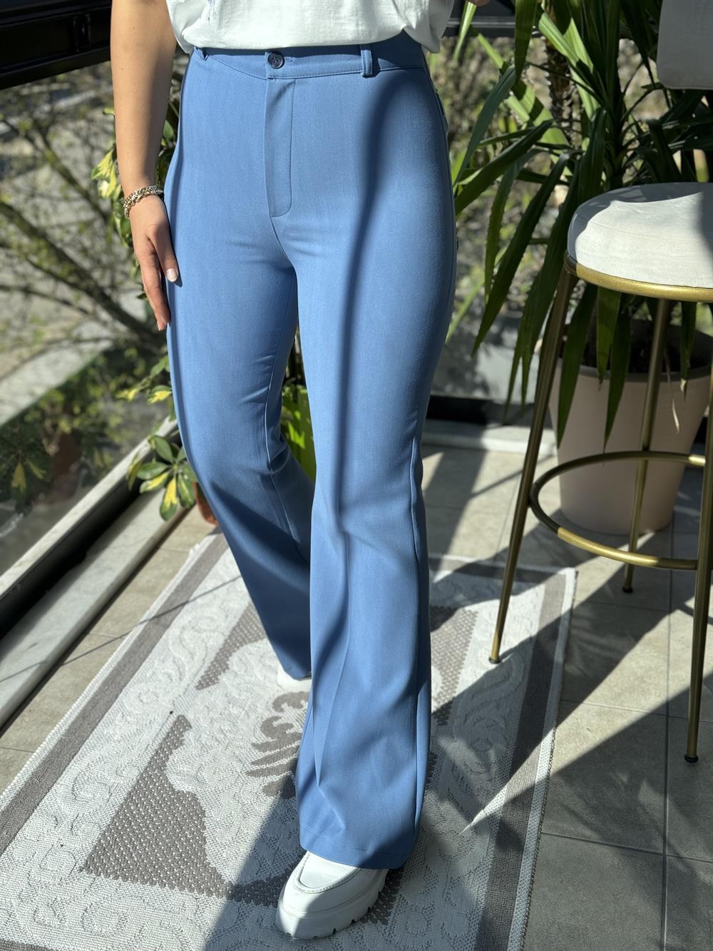 İspanyol Kumaş Pantolon Aqua Mavi