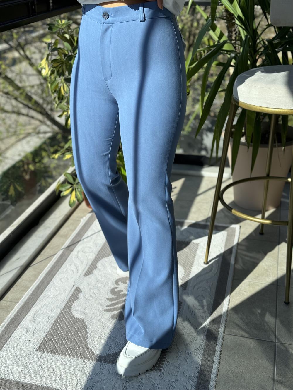 İspanyol Kumaş Pantolon Aqua Mavi