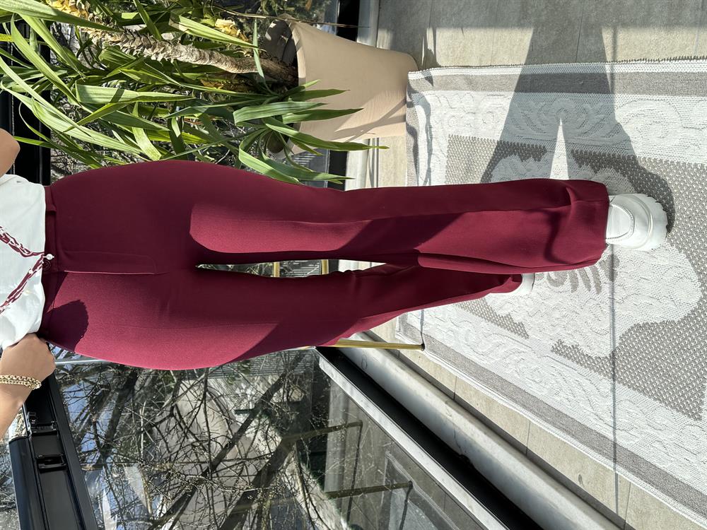 İspanyol Kumaş Pantolon Bordo