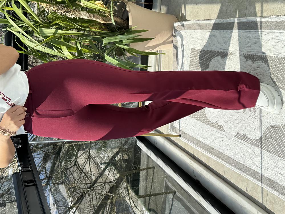 İspanyol Kumaş Pantolon Bordo