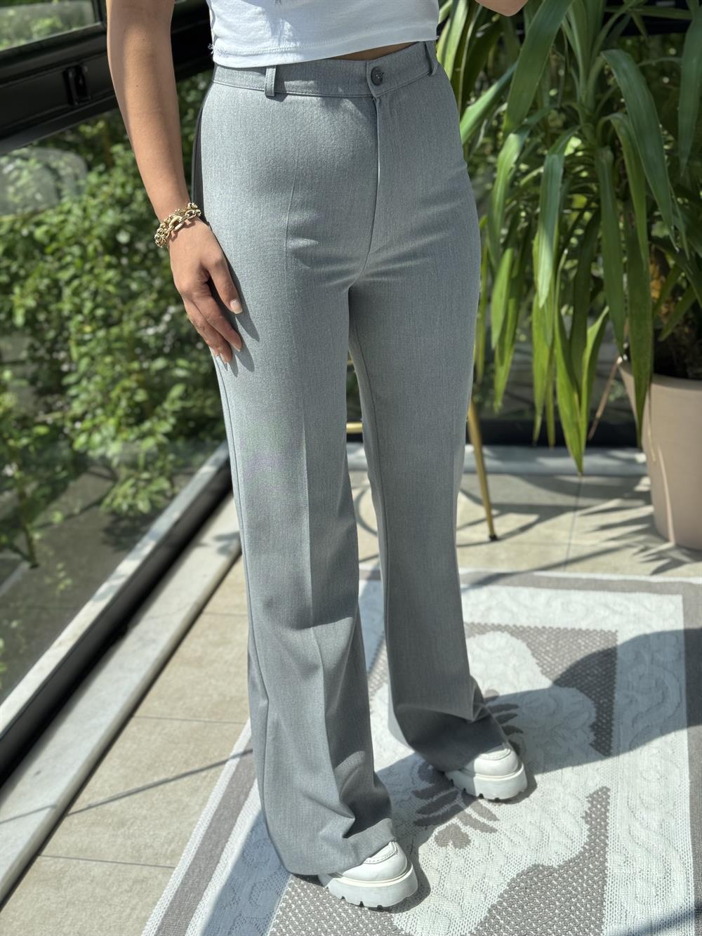 İspanyol Kumaş Pantolon Gri