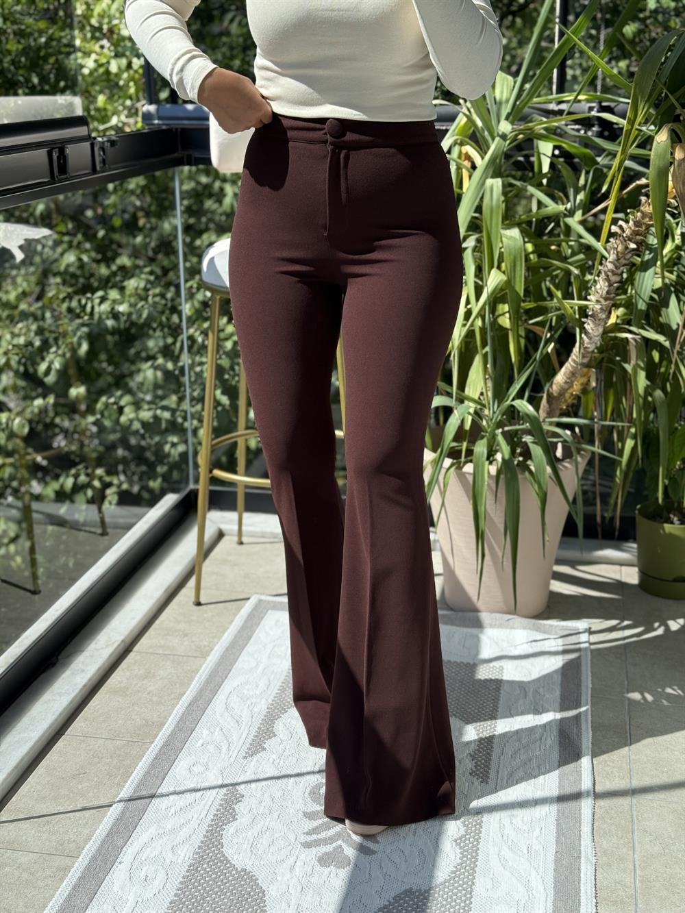 İspanyol Kumaş Pantolon Kahve