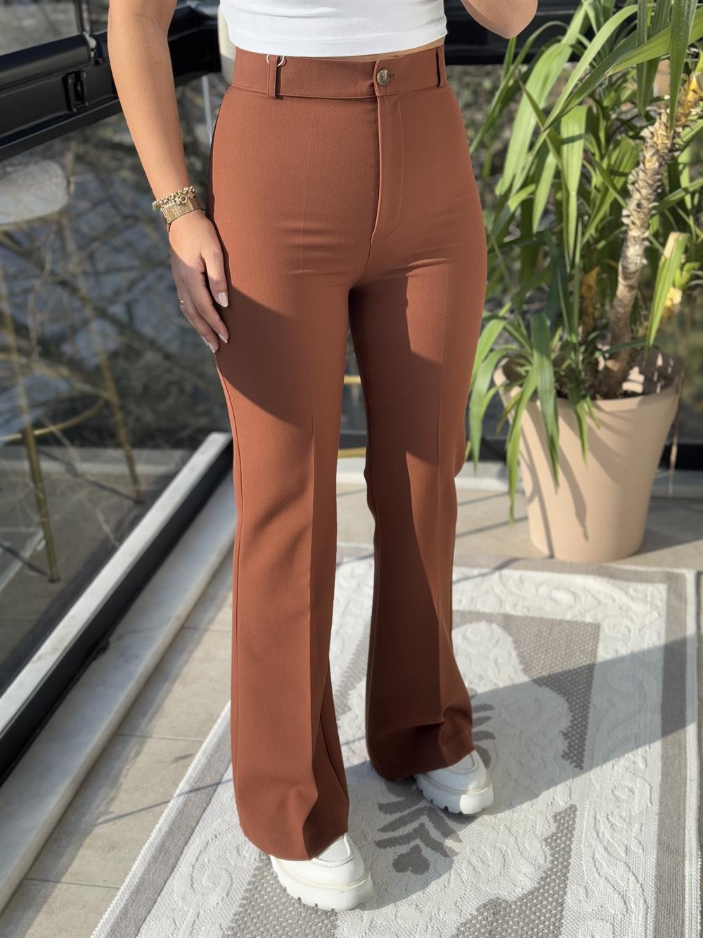 İspanyol Kumaş Pantolon Kahve