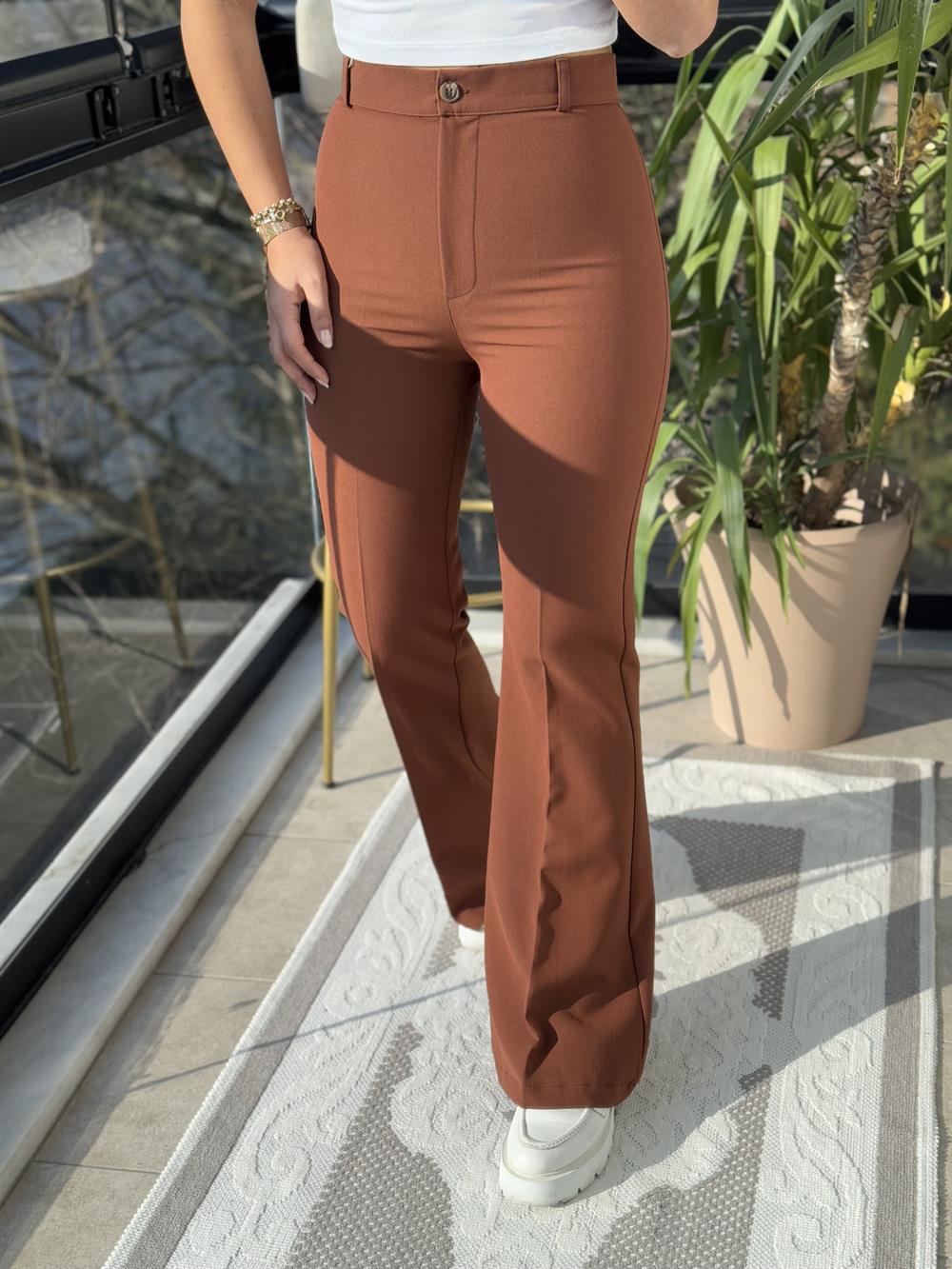 İspanyol Kumaş Pantolon Kahve