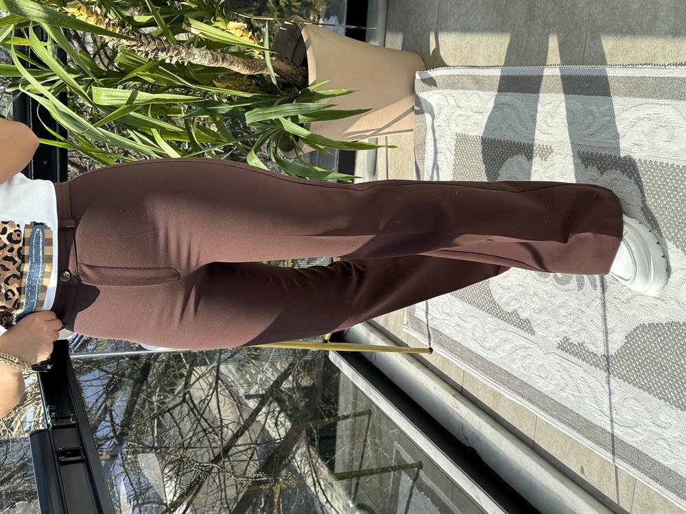 İspanyol Kumaş Pantolon Koyu Kahve