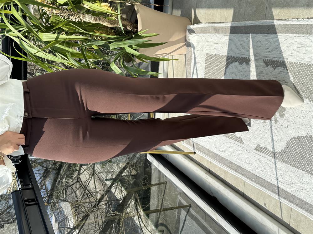 İspanyol Kumaş Pantolon Koyu Kahve