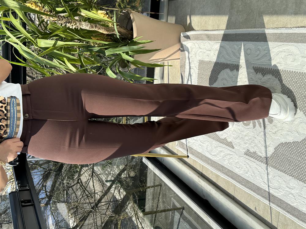 İspanyol Kumaş Pantolon Koyu Kahve