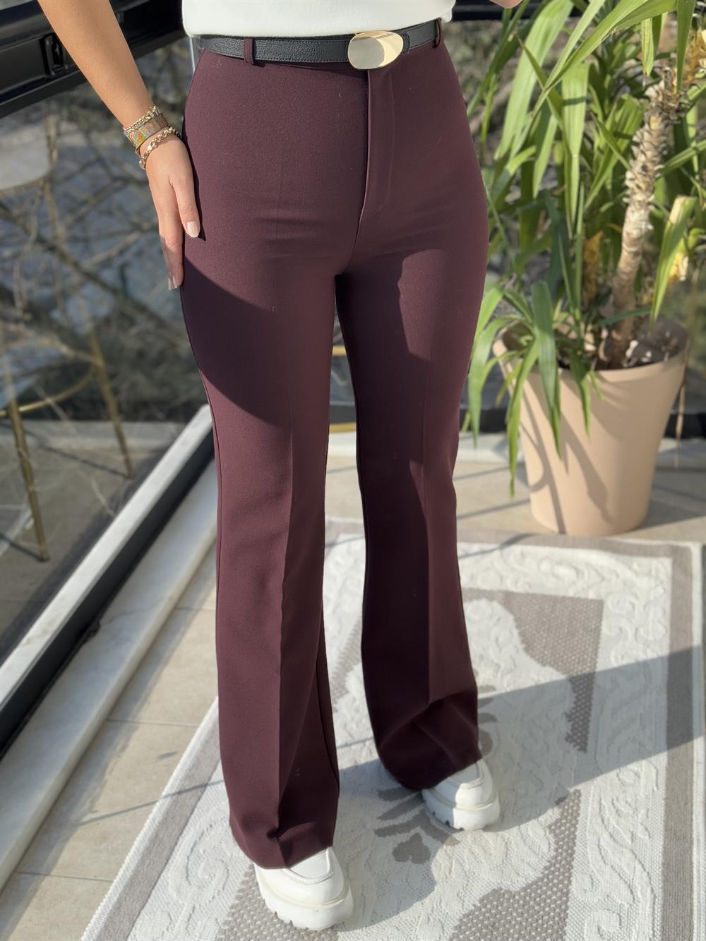 İspanyol Kumaş Pantolon Mürdüm