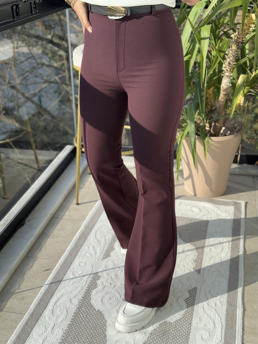 İspanyol Kumaş Pantolon Mürdüm