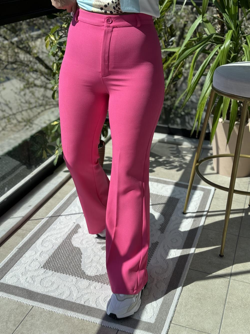 İspanyol Kumaş Pantolon Pembe