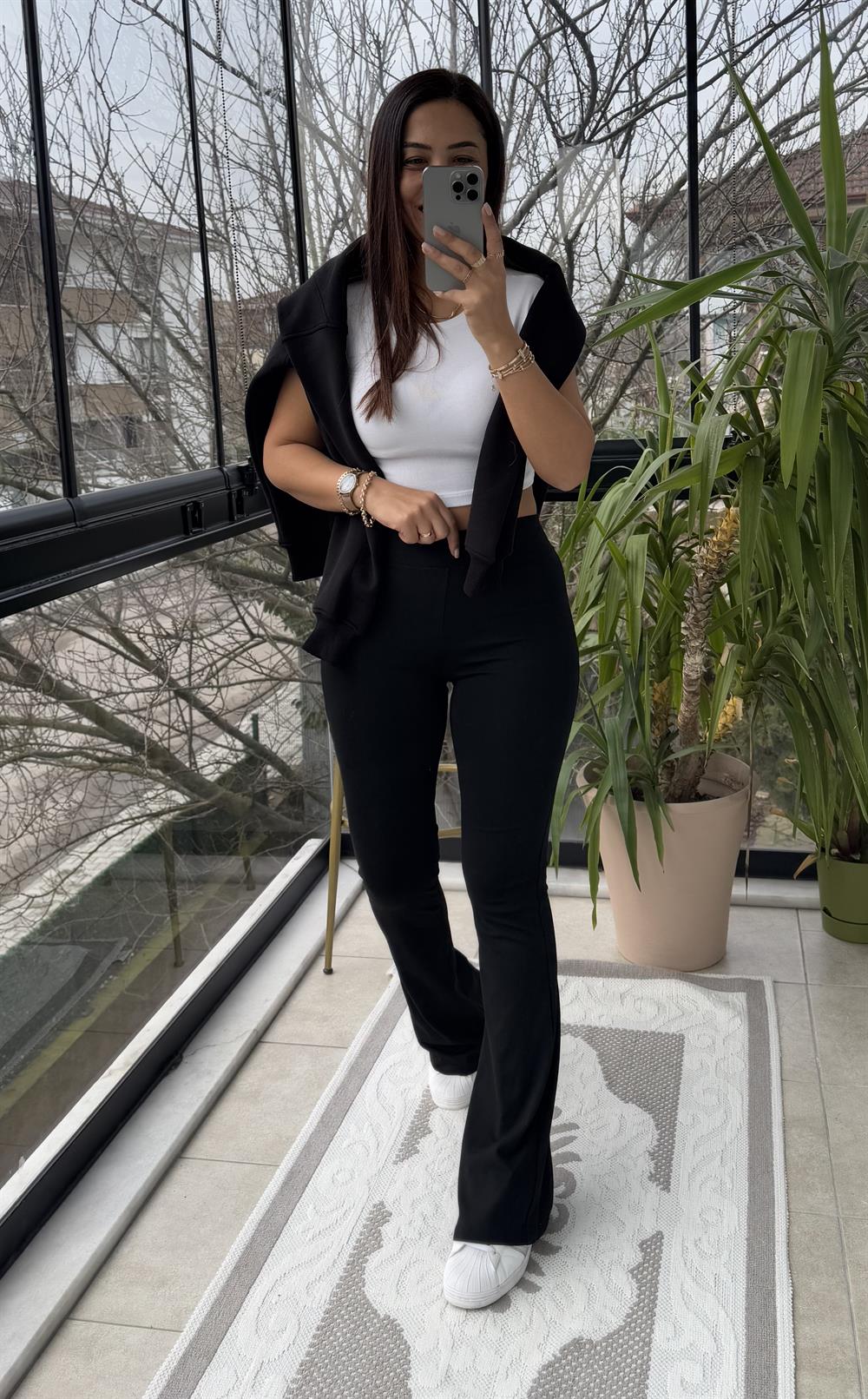 İspanyol Tayt Pantolon Siyah