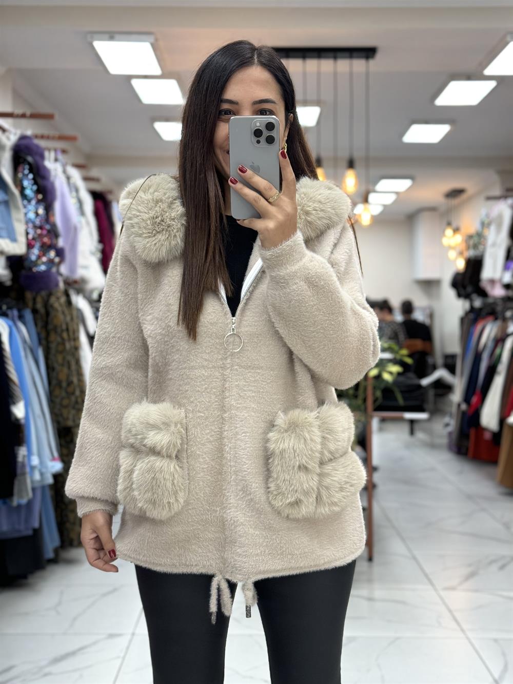 İthal Angora Hırka Bej