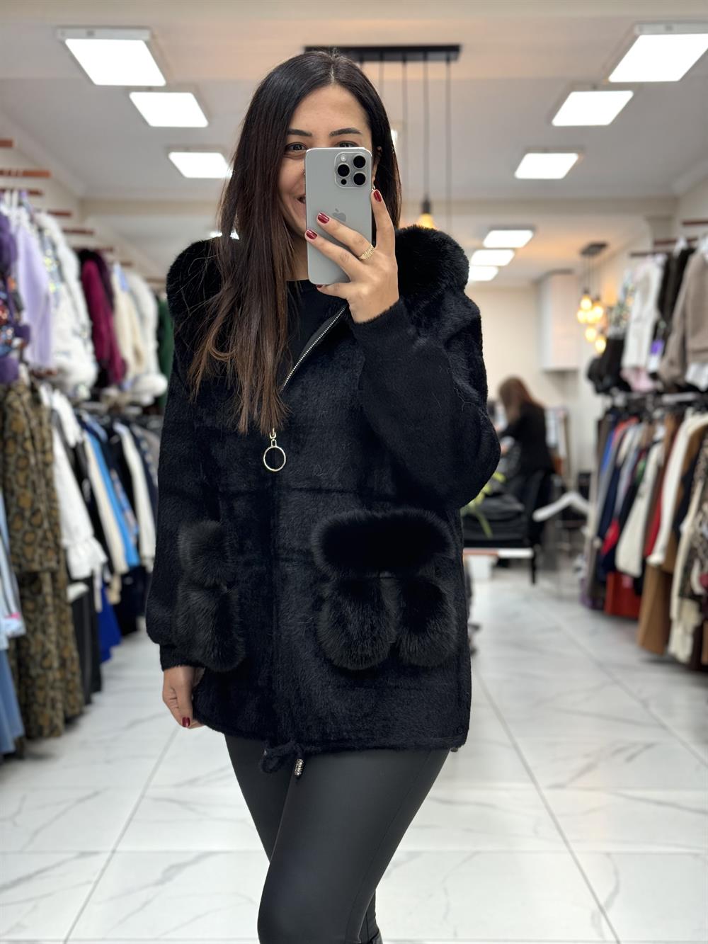 İthal Angora Hırka Siyah