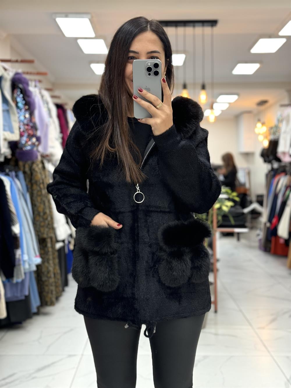 İthal Angora Hırka Siyah