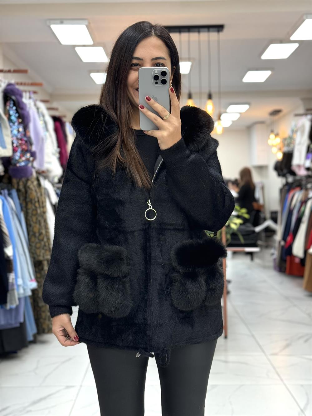 İthal Angora Hırka Siyah